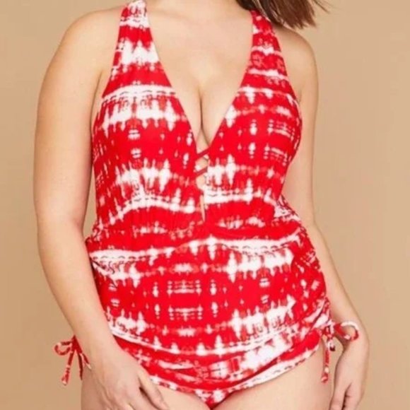 Plus Size 36D Swim Lane Bryant Cacique Tie Dye Underwire One Piece Swimsuit - Picture 1 of 4